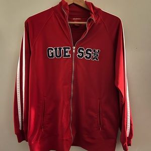 GUESS red and white track jacket